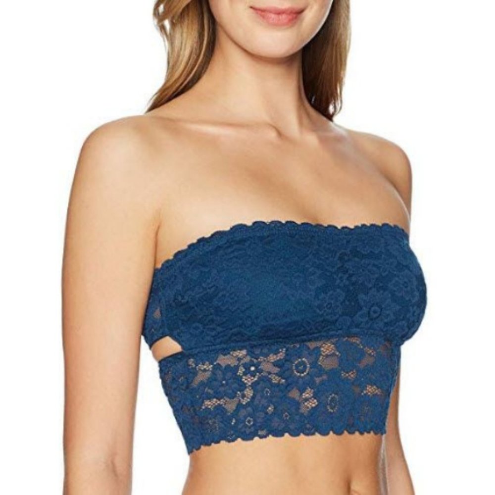 Mae Standard Longline Lace Bandeau Bralette Deep Ocean